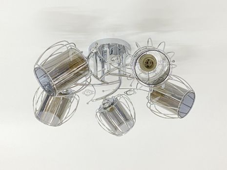 Потолочная люстра на 5 плафонов 91187B/5 хром