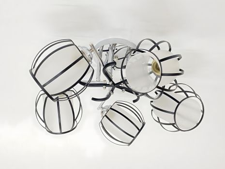 Люстра стельова з 5 плафонами - хром+чорний (91195/5)