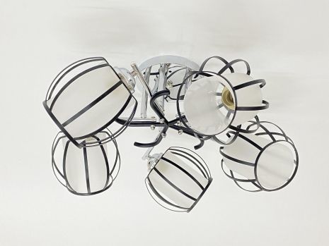 Потолочная люстра на 5 плафонов 91195/5 хром+черный