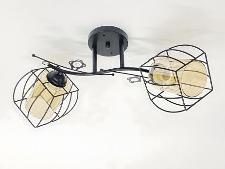 Стельова люстра на два плафони 91187C/2 чорна