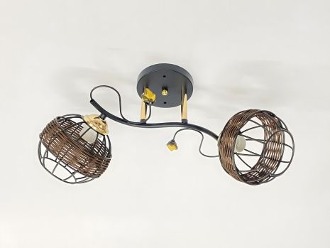 Люстра потолочная с 2 плафонами 91188A/2 черный+хром