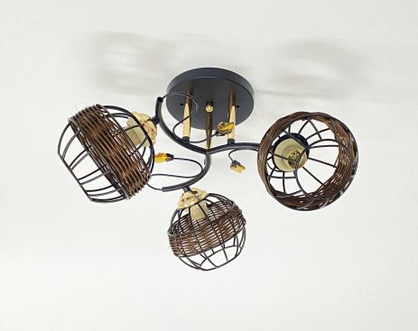 Стельова люстра на 3 плафони 91188A/3 чорний+хром