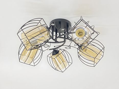 Люстра стельова з 5 плафонами 91187C/5 чорна