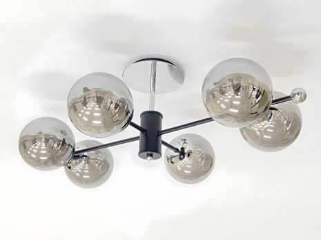 Потолочная люстра с шестью плафонами, модель 91191/6 черный+хром