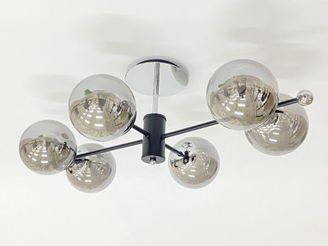 Потолочная люстра на 6 плафонов 91191/6 черный+хром