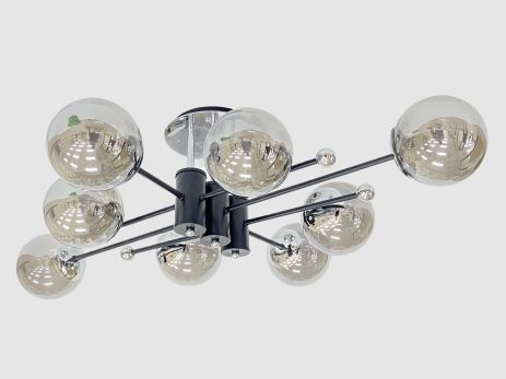 Потолочная люстра на 8 плафонов 91191/8 черный+хром