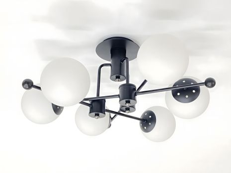 Чорна стельова люстра на 6 плафонів 91193A/6