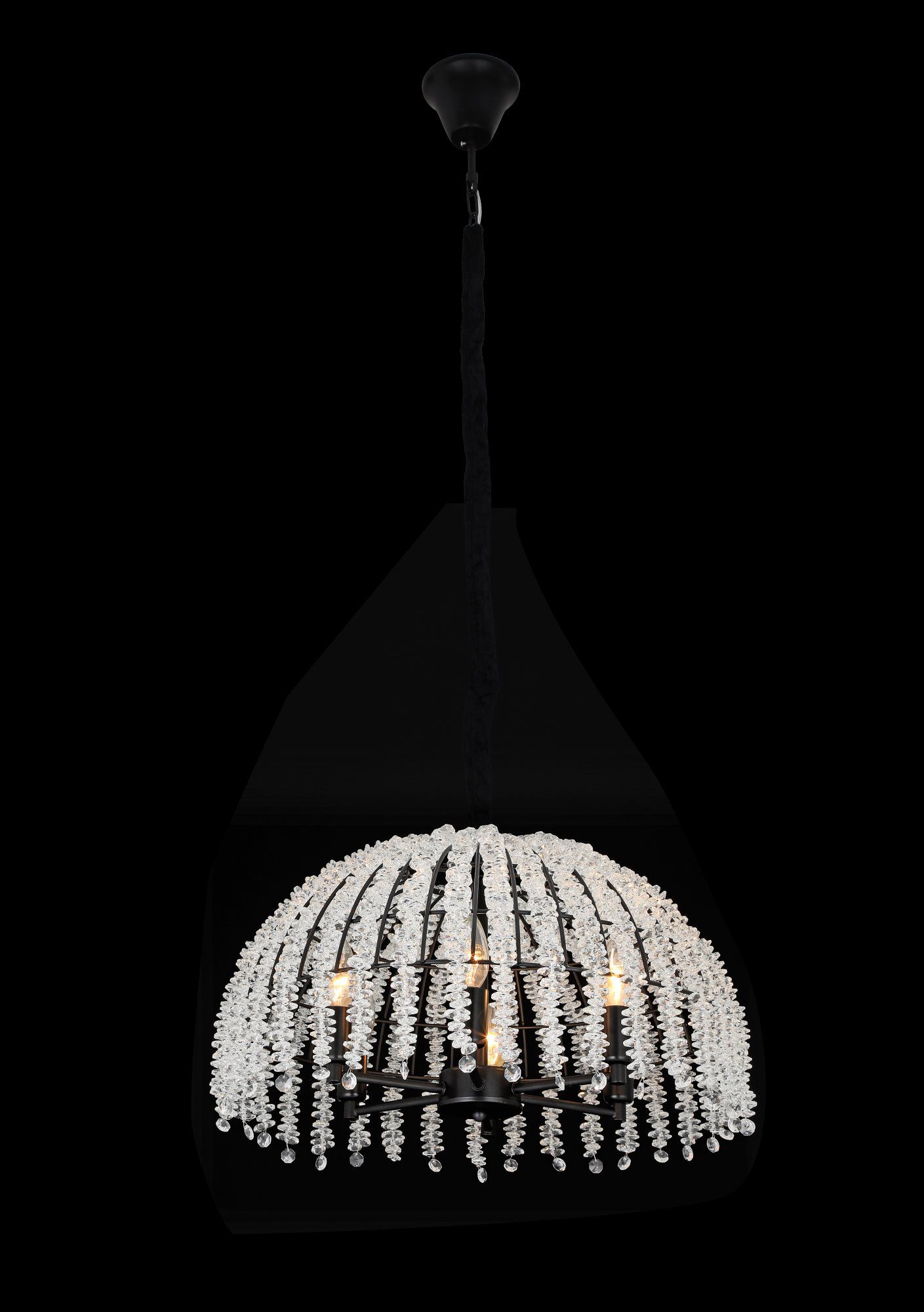 Люстра підвісна кришталева на 6 ламп VALESO 33065/500 чорний Люстра підвісна кришталева на 6 ламп VALESO 33065/500 чорний