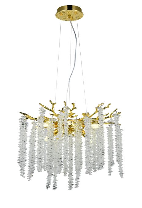 Люстра підвісна кришталева VALESO 33001/600 золотистий на 8 ламп E14