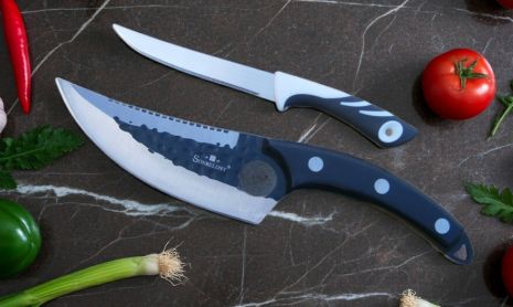 Нож повара Sonmelony Chef K-03A фултанг с серейтором 27 см + подарочный кухонный нож Tramontina 20 см