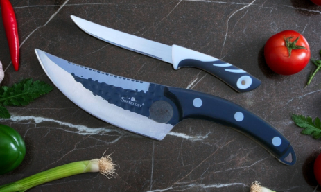 Ніж кухарський Sonmelony Chef К-03А фултанг з серейтором 27 см + подарунок Ніж кухонний Tramontina 20 см