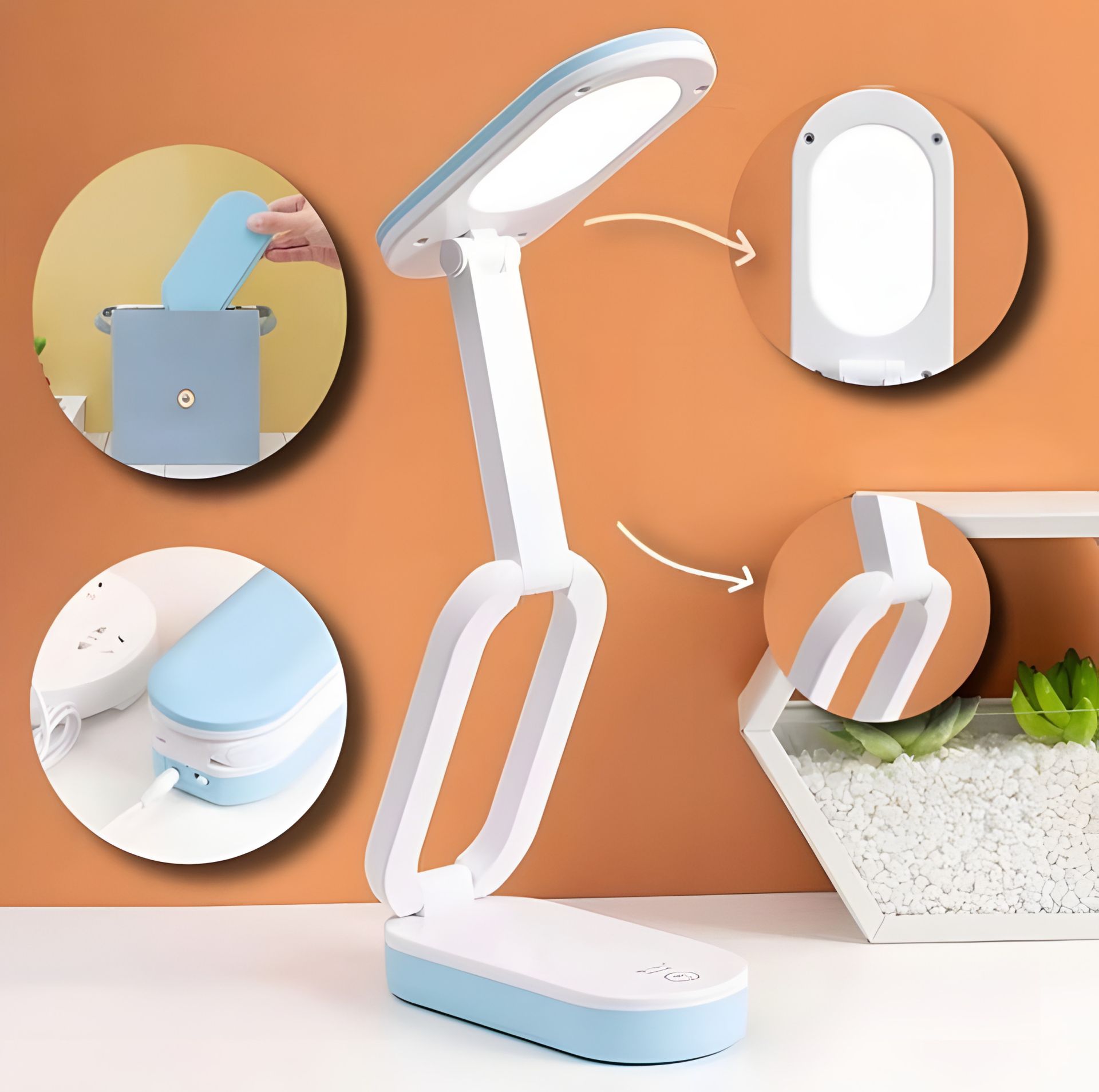 Складной светильник настольный LED VALESO аккумуляторный, полный спектр, голубой 1964 Складной светильник настольный LED VALESO аккумуляторный, полный спектр, голубой 1964