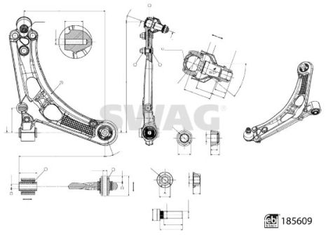 Важіль підвіски CITROËN BERLINGO, PEUGEOT 408, PEUGEOT PARTNER, SWAG (33110005) Важіль підвіски CITROËN BERLINGO, PEUGEOT 408, PEUGEOT PARTNER, SWAG (33110005)