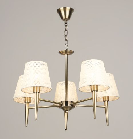 Люстра стельова на 5 плафонів VALESO KH2360/5, патрон E14, Тканина, Бронза