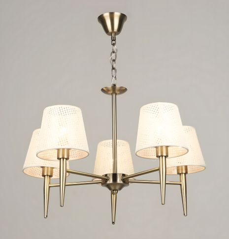 Потолочная люстра на 5 плафонов VALESO KH2360/5, патрон E14, Ткань, Бронза