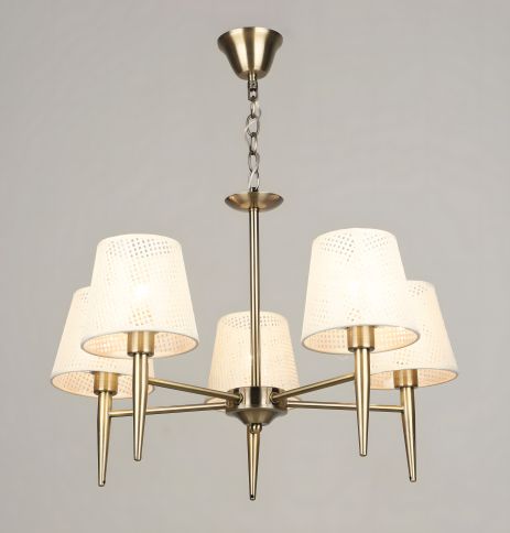Потолочная люстра на 5 плафонов VALESO KH2360/5, патрон E14, Ткань, Бронза