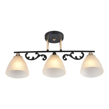 Трьохплафонна стельова люстра VALESO LX2493-3, патрон E27, Чорний+Золото