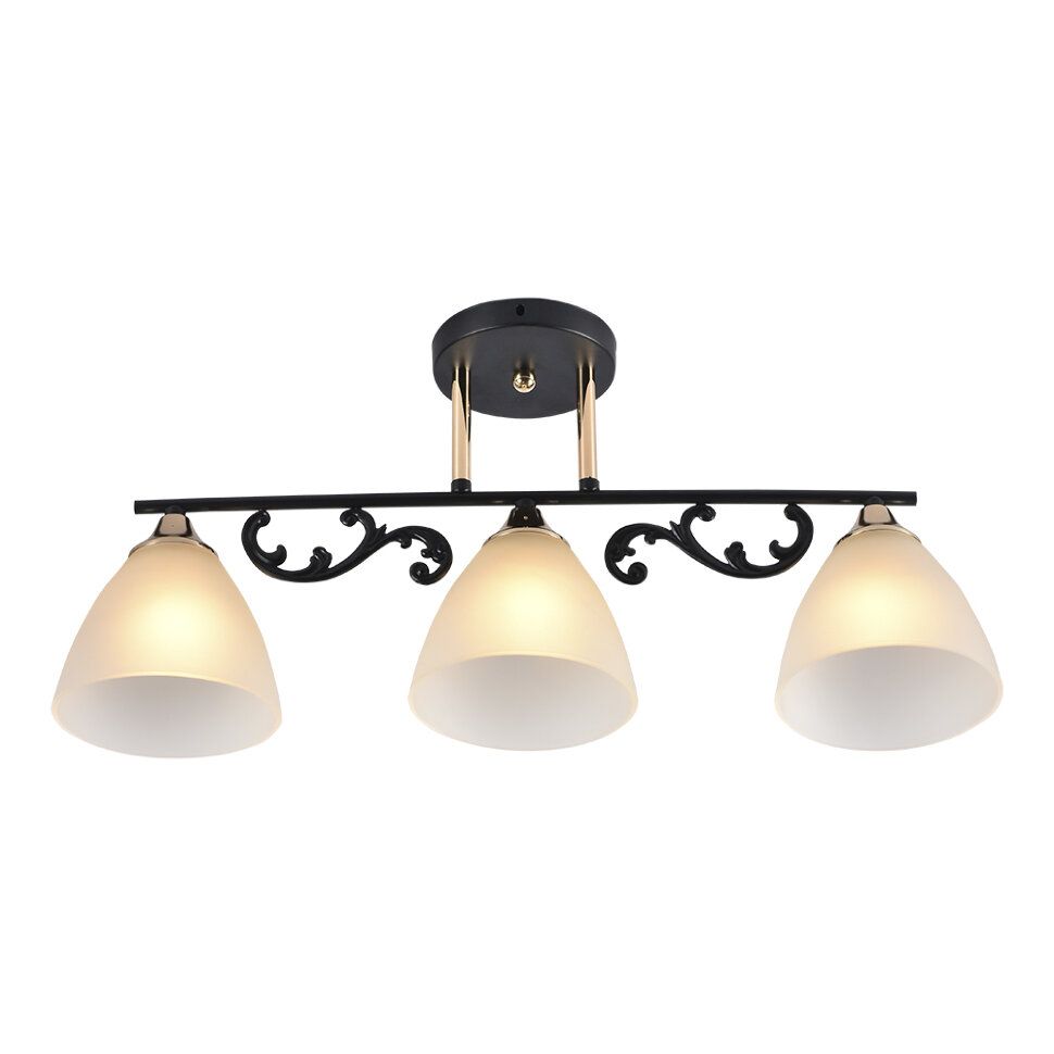 Люстра стельова на 3 плафони VALESO LX2493-3, патрон E27, Чорний+Золото Люстра стельова на 3 плафони VALESO LX2493-3, патрон E27, Чорний+Золото