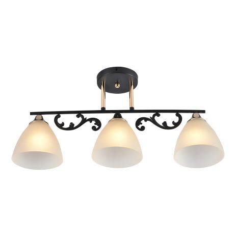 Трьохплафонна стельова люстра VALESO LX2493-3, патрон E27, Чорний+Золото