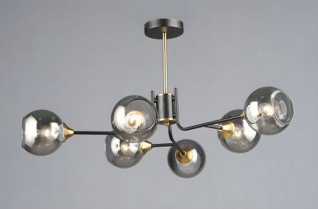 Многоплафонная люстра VALESO N6802/6, патрон E27, Лофт, Черный+Медь