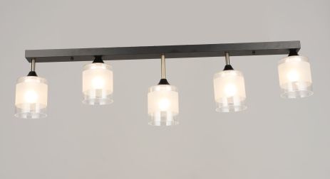 Люстра потолочная на 5 плафонов VALESO K2345/5, патрон E27, линейная, Черный+Бронза