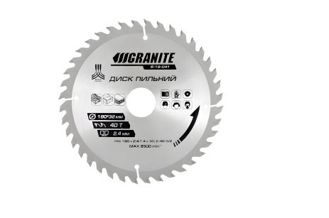 Пильный диск для дерева 180х32х40Т с твердосплавными напайками, адаптер 32-30, 8400 об/мин MASTERTOOL 5-18-041 Пильный диск для дерева 180х32х40Т с твердосплавными напайками, адаптер 32-30, 8400 об/мин MASTERTOOL 5-18-041