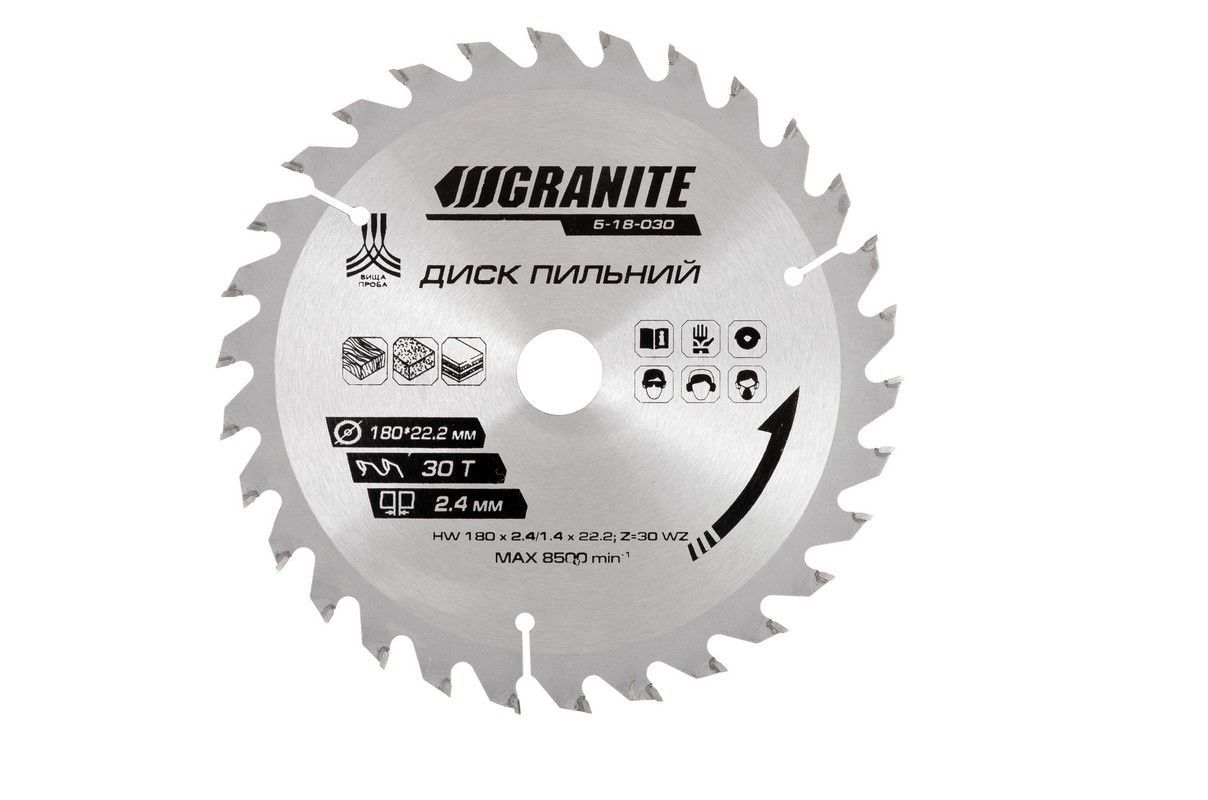 Диск пильный для дерева с твердосплавными напайками 180х22.2х30Т адаптер 22.2-20 8400 об/мин MASTERTOOL 5-18-030 Диск пильный для дерева с твердосплавными напайками 180х22.2х30Т адаптер 22.2-20 8400 об/мин MASTERTOOL 5-18-030
