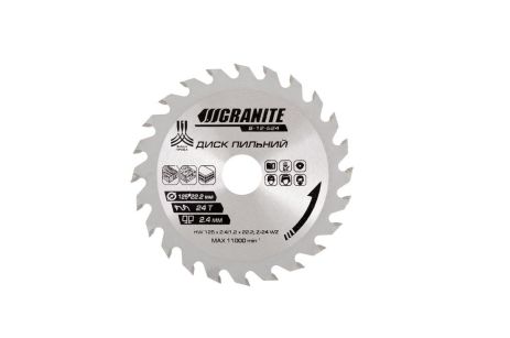 Диск пильный для дерева с твёрд. напайками 125х22.2х24Т 12000 об/мин MASTERTOOL 5-12-524