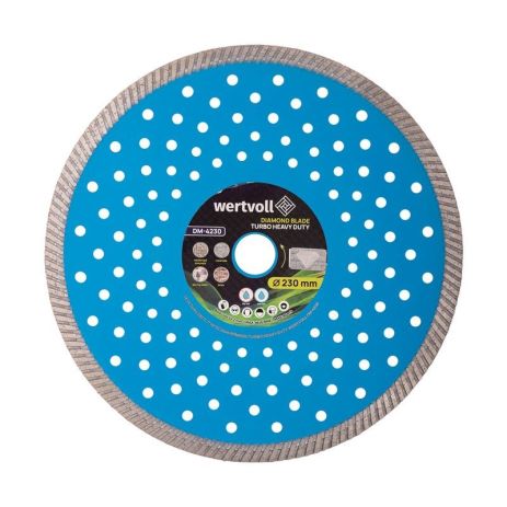 Диск алмазный для армированного бетона TURBO HEAVY DUTY 230×2.5 мм 24% высота алмазного слоя 10 мм адаптер 22.2-20 мм 6650 об/мин MASTERTOOL DM-4230