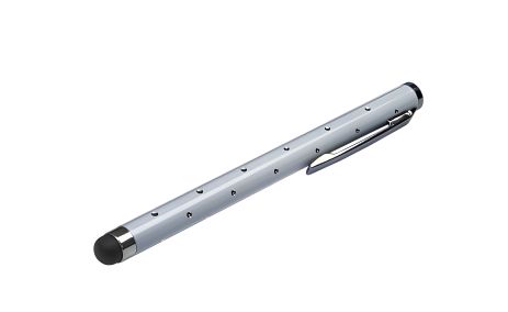 Стилус з кристалами, ємнісний, алюмінієвий, білий Стилус з кристалами, ємнісний, алюмінієвий, білий