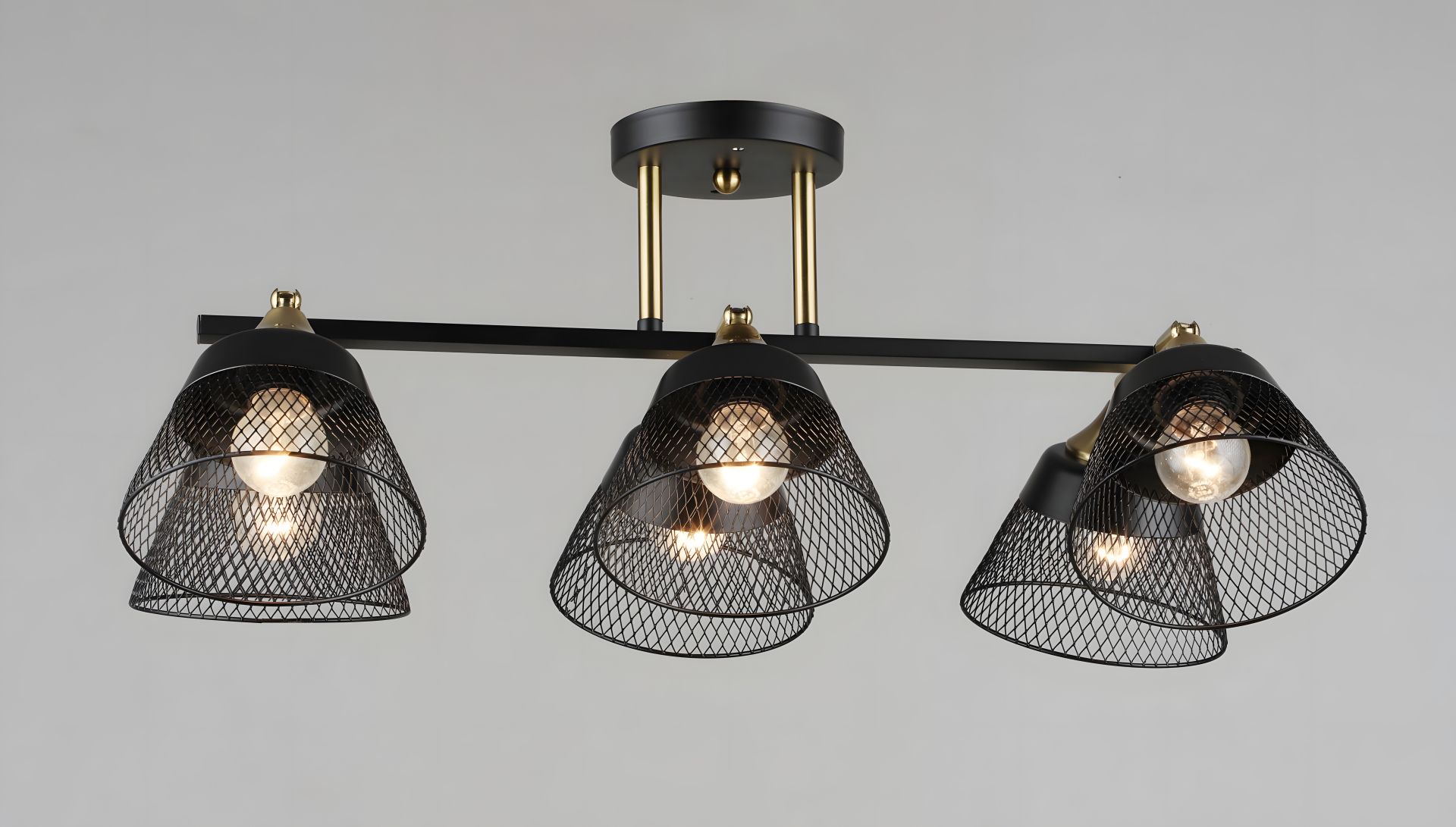 Лофт люстра стельова на 6 плафонів VALESO N6823/6, патрон E27, Чорний+Мідь Лофт люстра стельова на 6 плафонів VALESO N6823/6, патрон E27, Чорний+Мідь