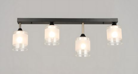 Потолочная люстра на 4 плафона VALESO K2345/4, патрон E27, линейная, Черный+Бронза