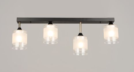 Люстра потолочная на 4 плафона VALESO K2345/4, патрон E27, линейная, Черный+Бронза