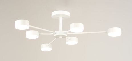 Люстра стельова на 6 плафонів VALESO N6827/6, патрон GX53, кругла, Білий