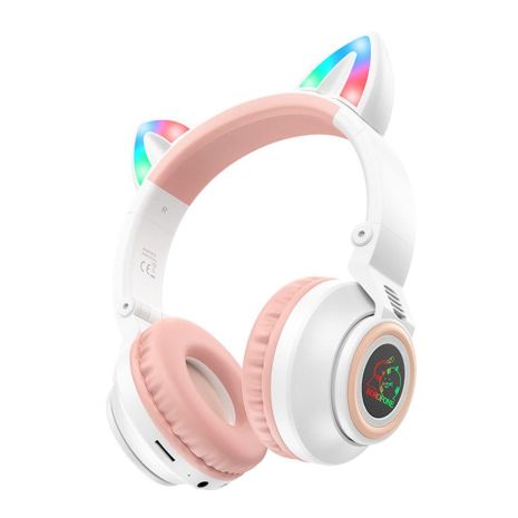 Блютуз Стерео Гарнітура Borofone BO18 Cat Ear Колір Білий