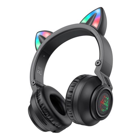 Блютуз Стерео Гарнитура Borofone BO18 Cat Ear Цвет Черный