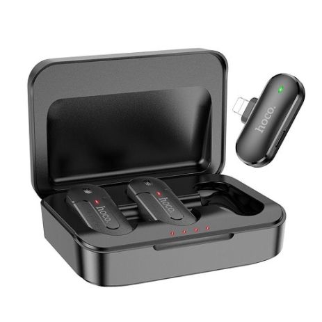 Микрофон Петличный Беспроводной Hoco DI56 Twin Lightning Характеристика Черный