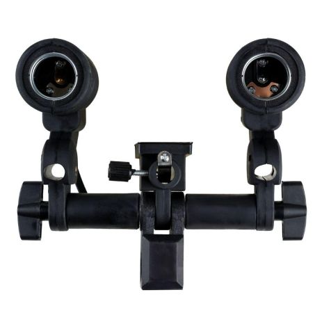 Тримач SHL-002 2 ламп з патронами E27 та отвором для фото-зонта Колір Чорний