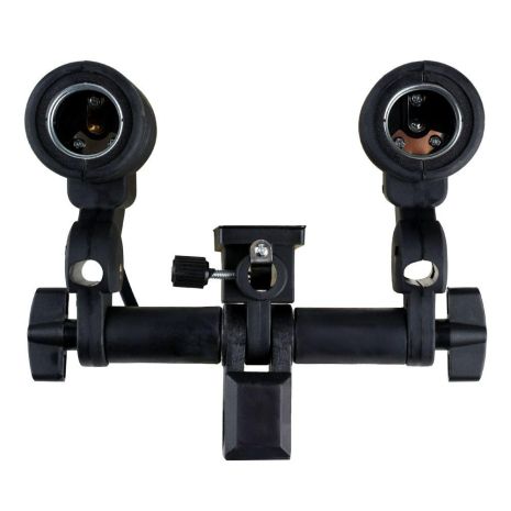 Держатель SHL-002 2-х ламп с патронами E27 и отверстием для фото-зонта Цвет Черный