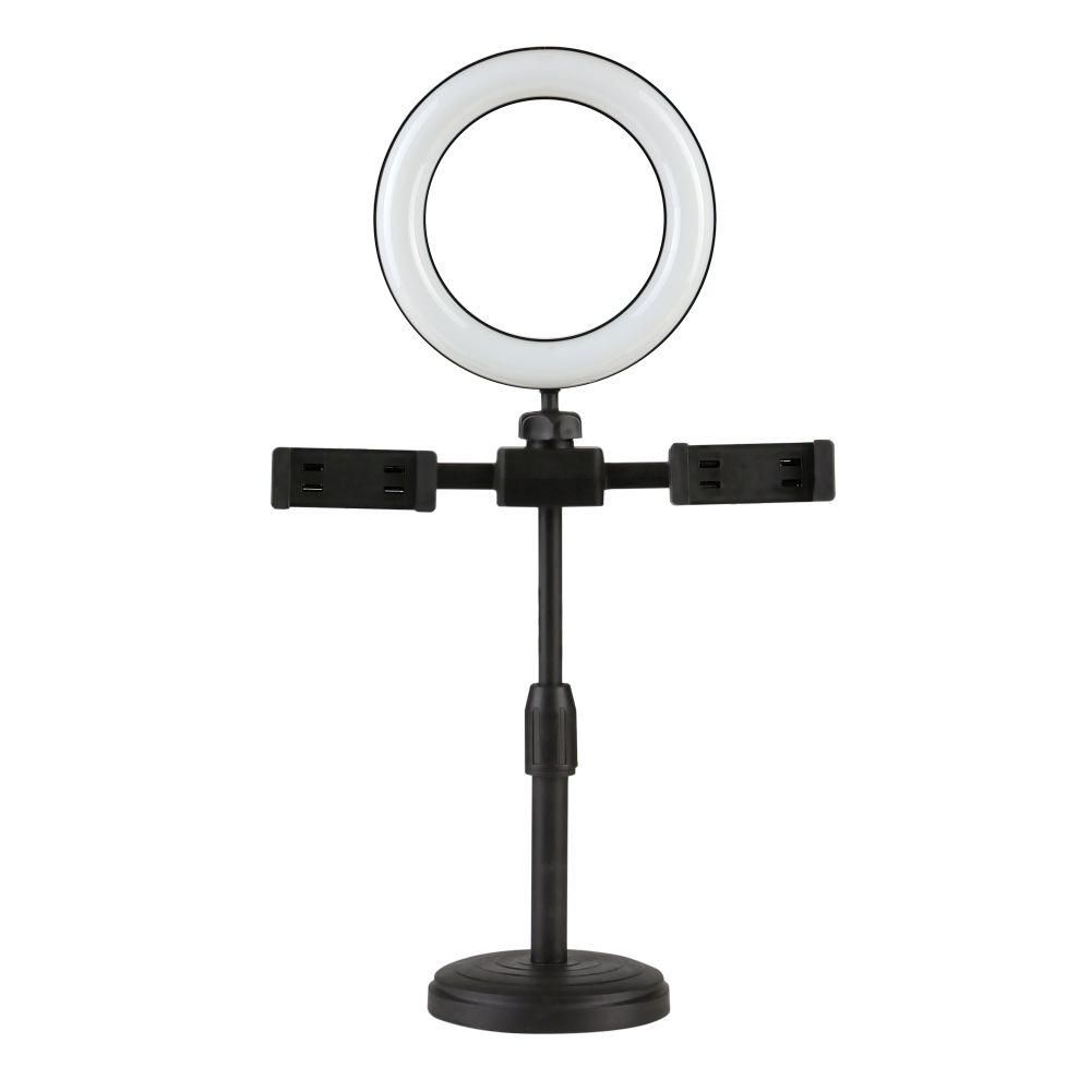 Лампа Кільцева 16 см із Двома Тримачами м'ята упаковка Колір Чорний Лампа Кільцева 16 см із Двома Тримачами м'ята упаковка Колір Чорний