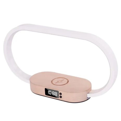 Беспроводное Зарядное Устройство WR08 3in1+Lamp/Clock/Wireless 10W Мят.упак. Цвет Коричневый