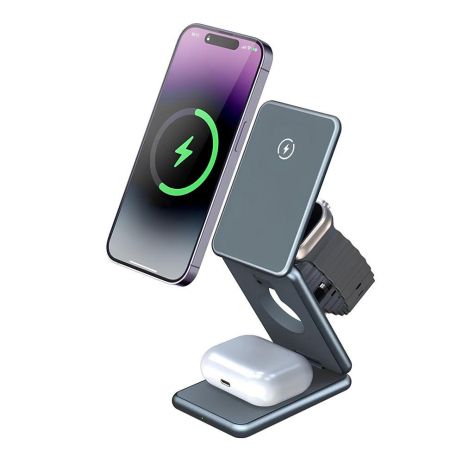 Беспроводное Зарядное Устройство 3in1 Magnetic Wireless 15W Цвет Черный