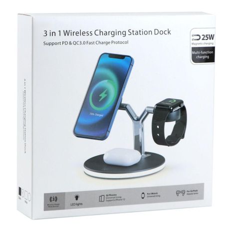 Беспроводное Зарядное Устройство JJT-970 с MagSafe 4in1 25W Мятая упаковка Цвет Черный Беспроводное Зарядное Устройство JJT-970 с MagSafe 4in1 25W Мятая упаковка Цвет Черный