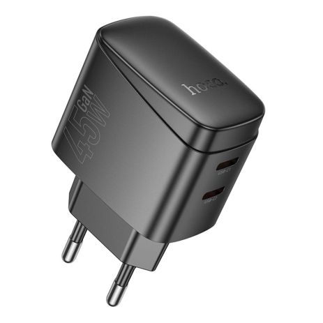 Мережевий зарядний пристрій Hoco CS62A 2 USB-C PD/QC 45W GAN Колір Чорний