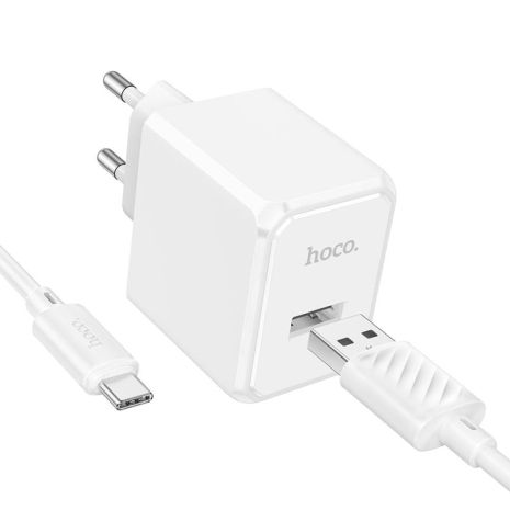 Сетевое Зарядное Устройство Hoco CS11A 1USB 2.1A+USB to Type-C Цвет Белый