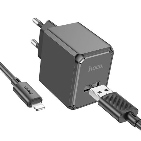 Мережевий зарядний пристрій Hoco CS11A 1 USB 2.1 A+USB to Lightning Колір Чорний