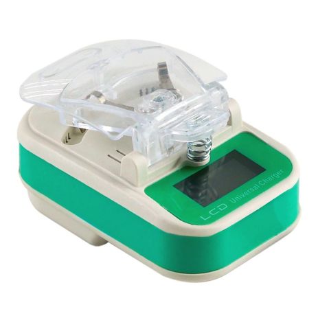 Сетевое Зарядное Устройство Универсальное LCD Евро Цвет Бело-Зеленый