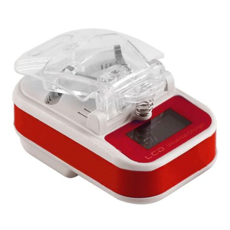 Мережевий Зарядний Пристрій Універсальний LCD Євро Колір Біло-Червоний