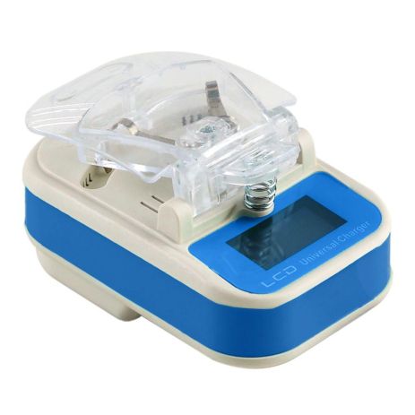 Сетевое Зарядное Устройство Универсальное LCD Евро Цвет Бело-Синий