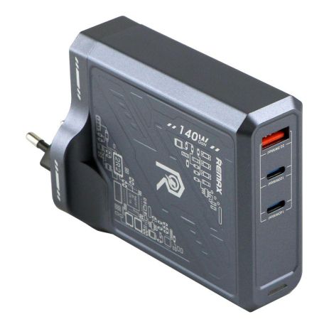 Мережевий зарядний пристрій Remax RP-U106 140W 2C+1A GaN Колір Сірий